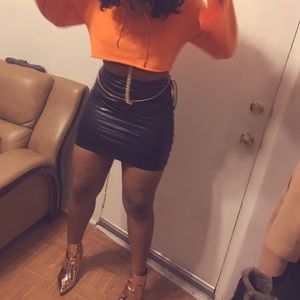 Side laceup faux leather skirt